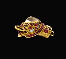 Ornament in the Shape of a Makara Head, Gold; inlaid with diamonds, rubies, and yellow sapphire